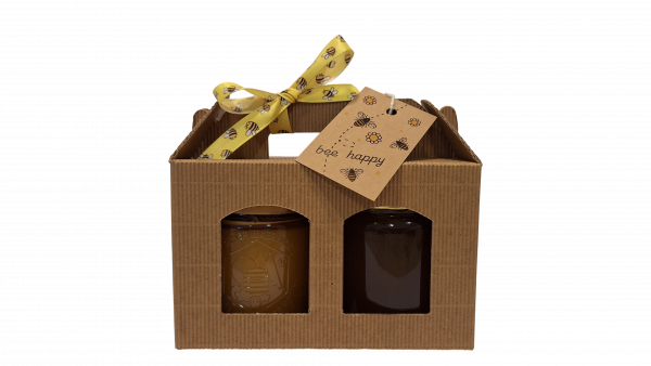 Geschenk- und Tragekarton für 2 Honiggläser 500g